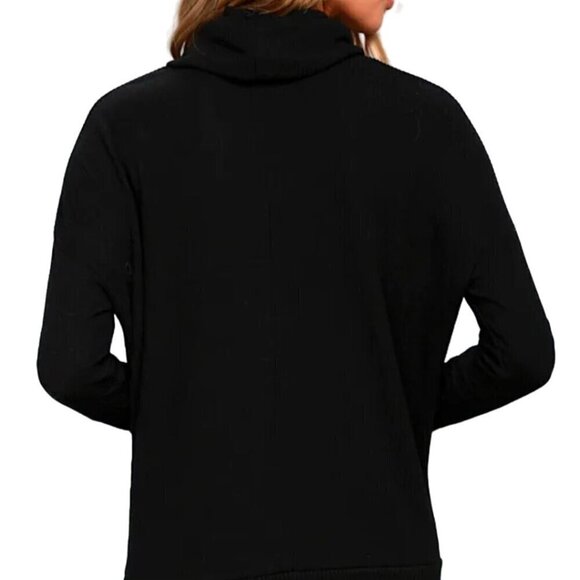 Lulus Friend Of A Friend Black Cowl Neck Sweater Size L - Picture 5 of 9